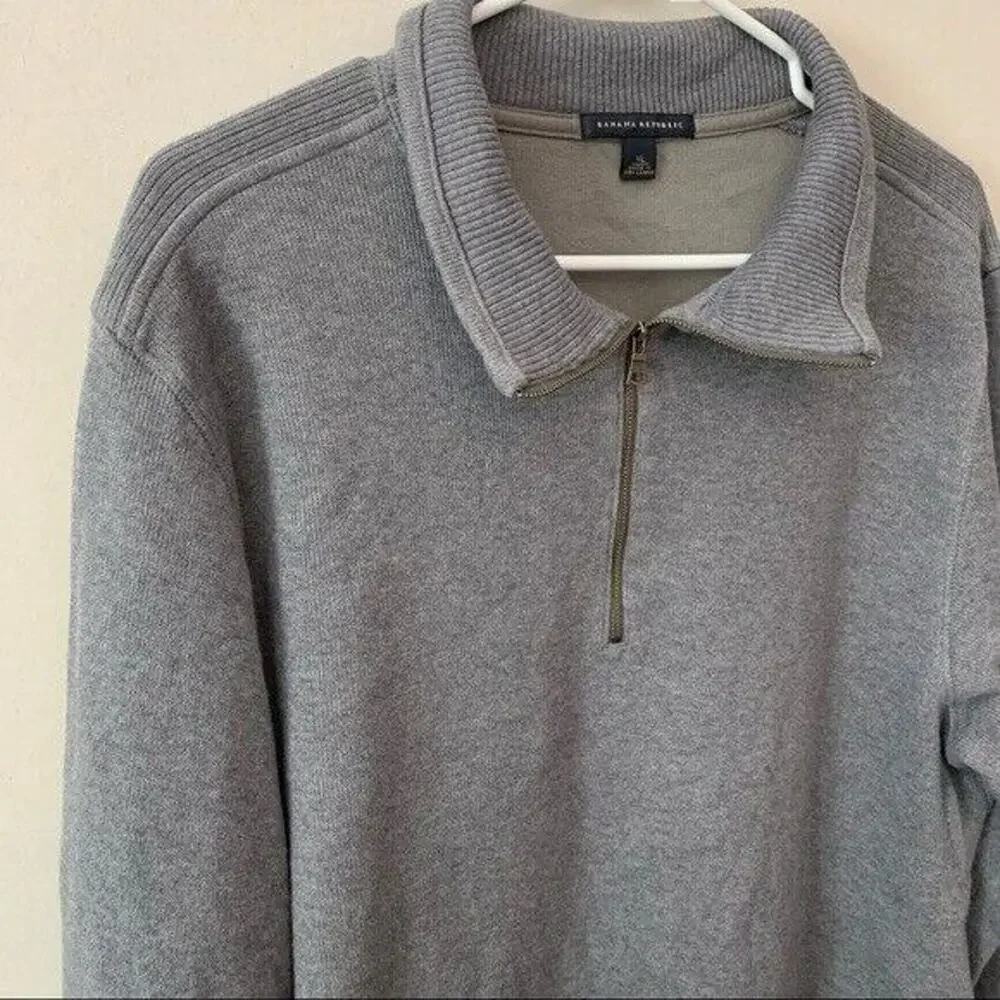 Banana Republic Gray Quarter Zip Cotton Pull Over Sweater MENS SIZE XL